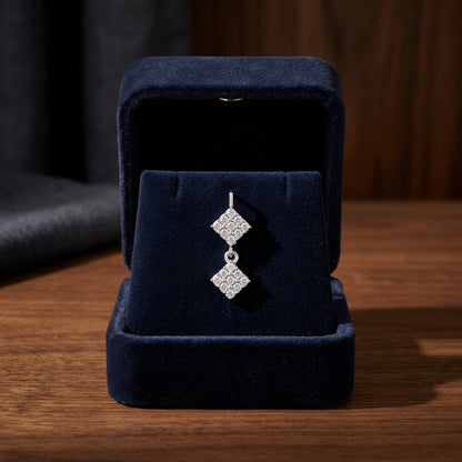 14k White Gold 0.65 Ctw Double Diamond Shape Drop Earrings — gift presentation