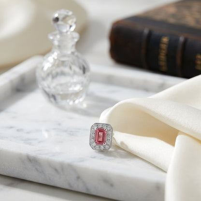 Pink Tourmaline Octagon Earrings In 14k White Gold — atelier still life