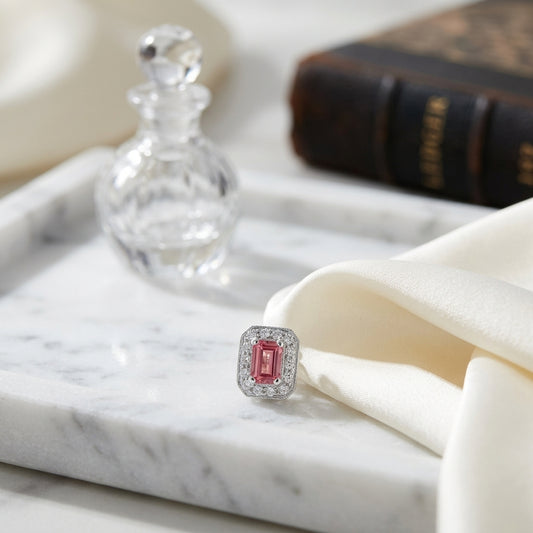 Pink Tourmaline Octagon Earrings In 14k White Gold — atelier still life