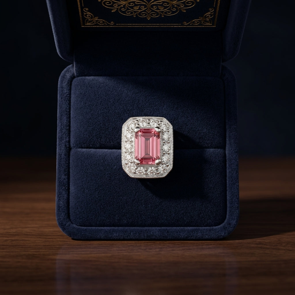 Pink Tourmaline Octagon Earrings In 14k White Gold — gift presentation