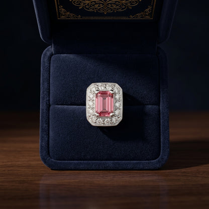 Pink Tourmaline Octagon Earrings In 14k White Gold — gift presentation