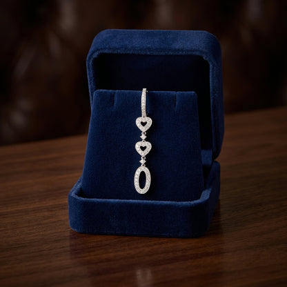 Diamond Hearts Dangle Earrings In 14k White Gold — gift presentation