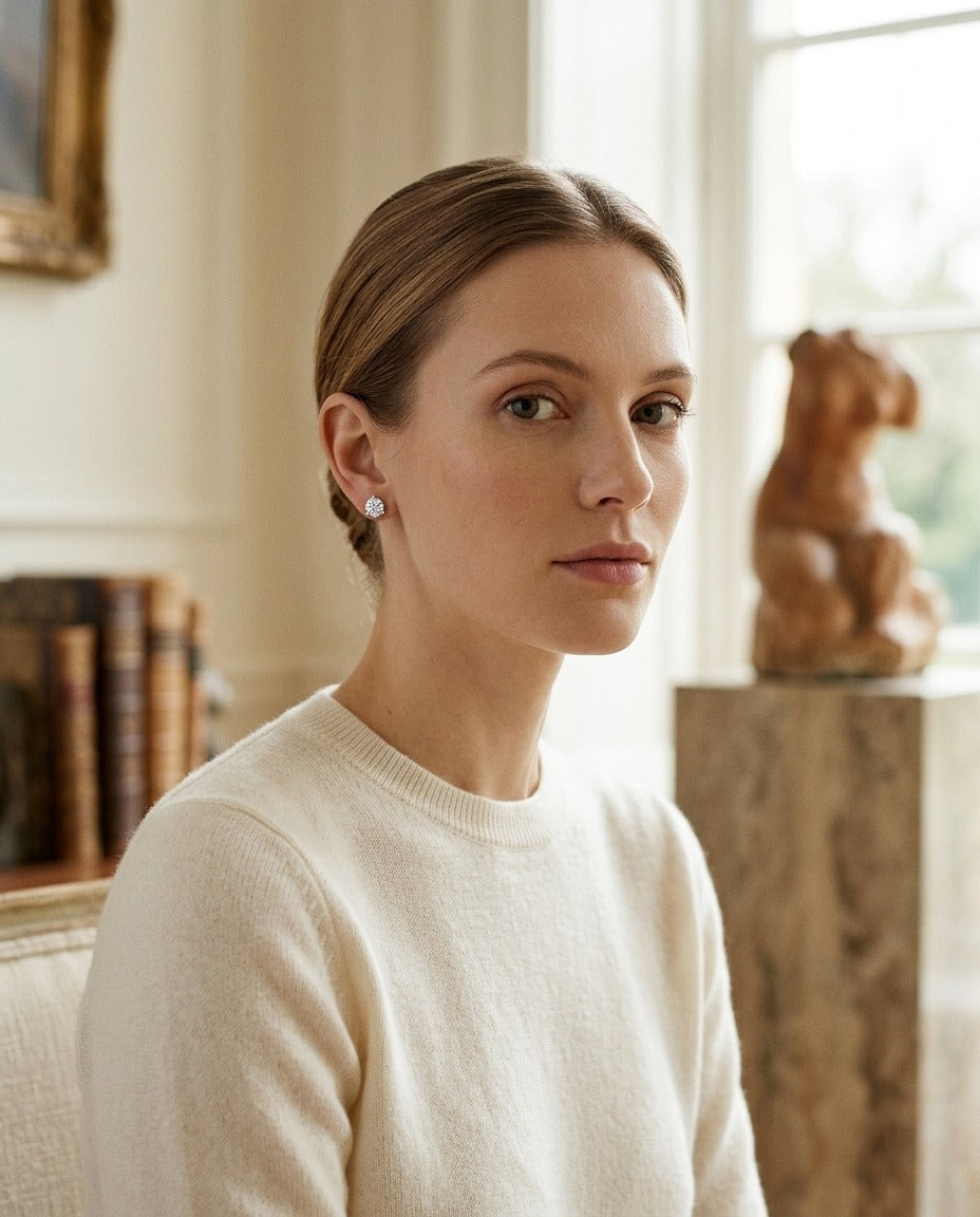 Diamond Round 3-prong Martini Studs 14k White Gold — portrait full
