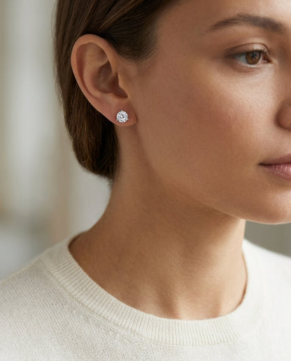 Diamond 3-prong Martini Studs 14k White Gold — editorial close-up