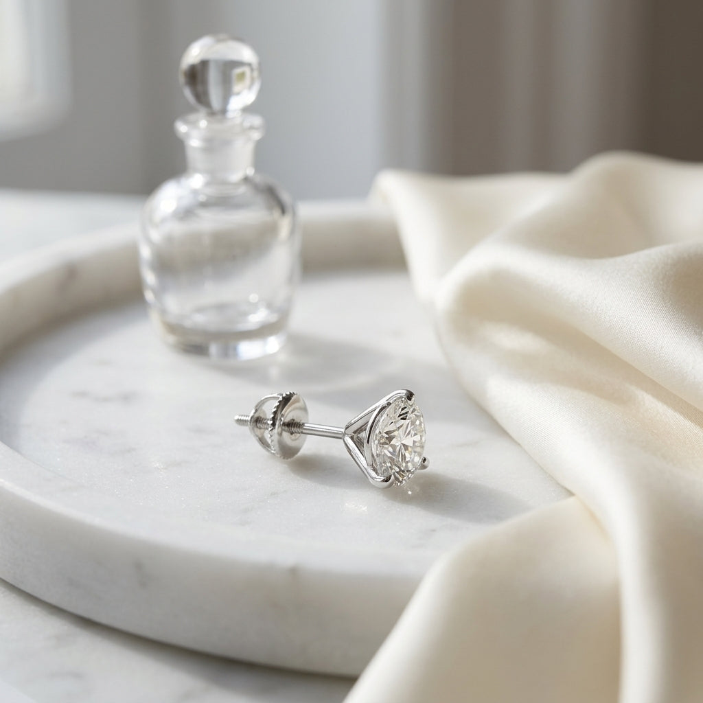 Diamond Martini Studs 14k White Gold — atelier still life