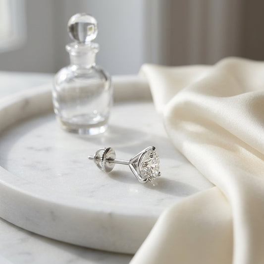 Diamond Martini Studs 14k White Gold — atelier still life