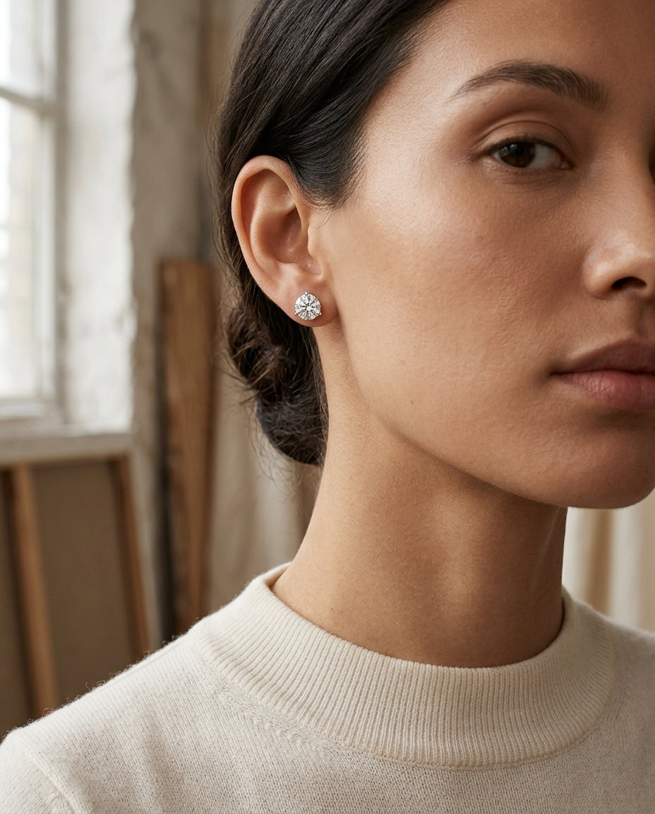 Diamond Martini Studs 14k White Gold — editorial close-up