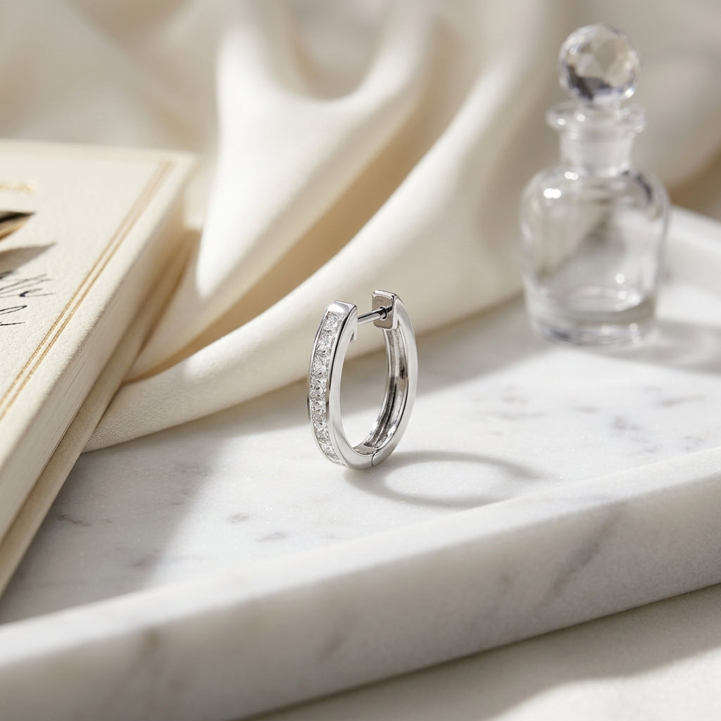 Princess Cut Diamond Earrings In 14k White Gold (1/2 Ct.tw.) — atelier still life