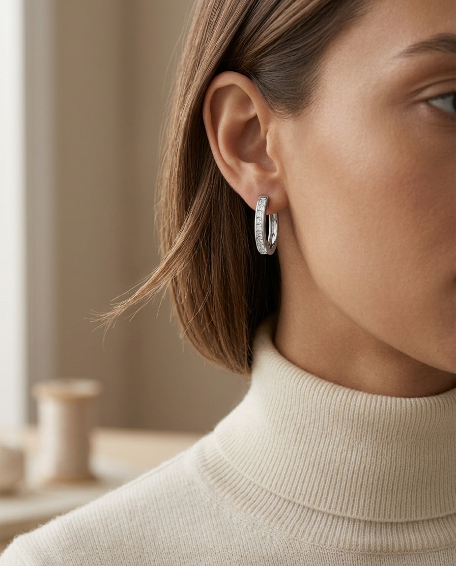 Princess Cut Diamond Earrings In 14k White Gold (1/2 Ct.tw.) — editorial close-up