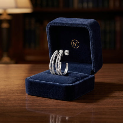 Diamond Half Hoop Earring In 14k White Gold — gift presentation