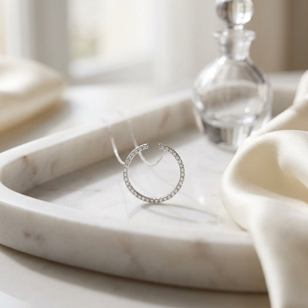 Diamond Open Circle Earrings 3/4ctw in 14K White Gold - lifestyle