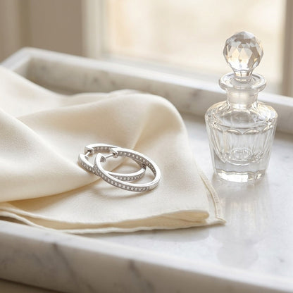 Diamond Classic Inside-Out Hoop Earrings In 14k White Gold 5/8ctw — marble silk
