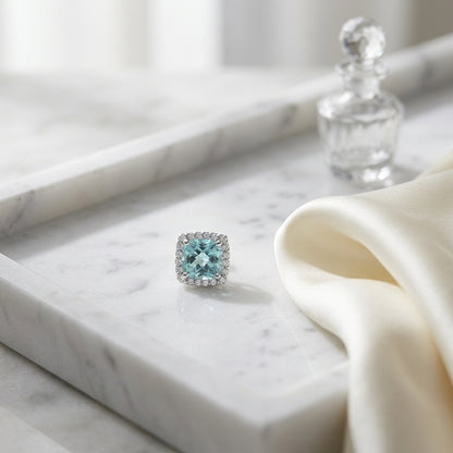 Aquamarine And Diamond Earrings In 14k White Gold — atelier still life