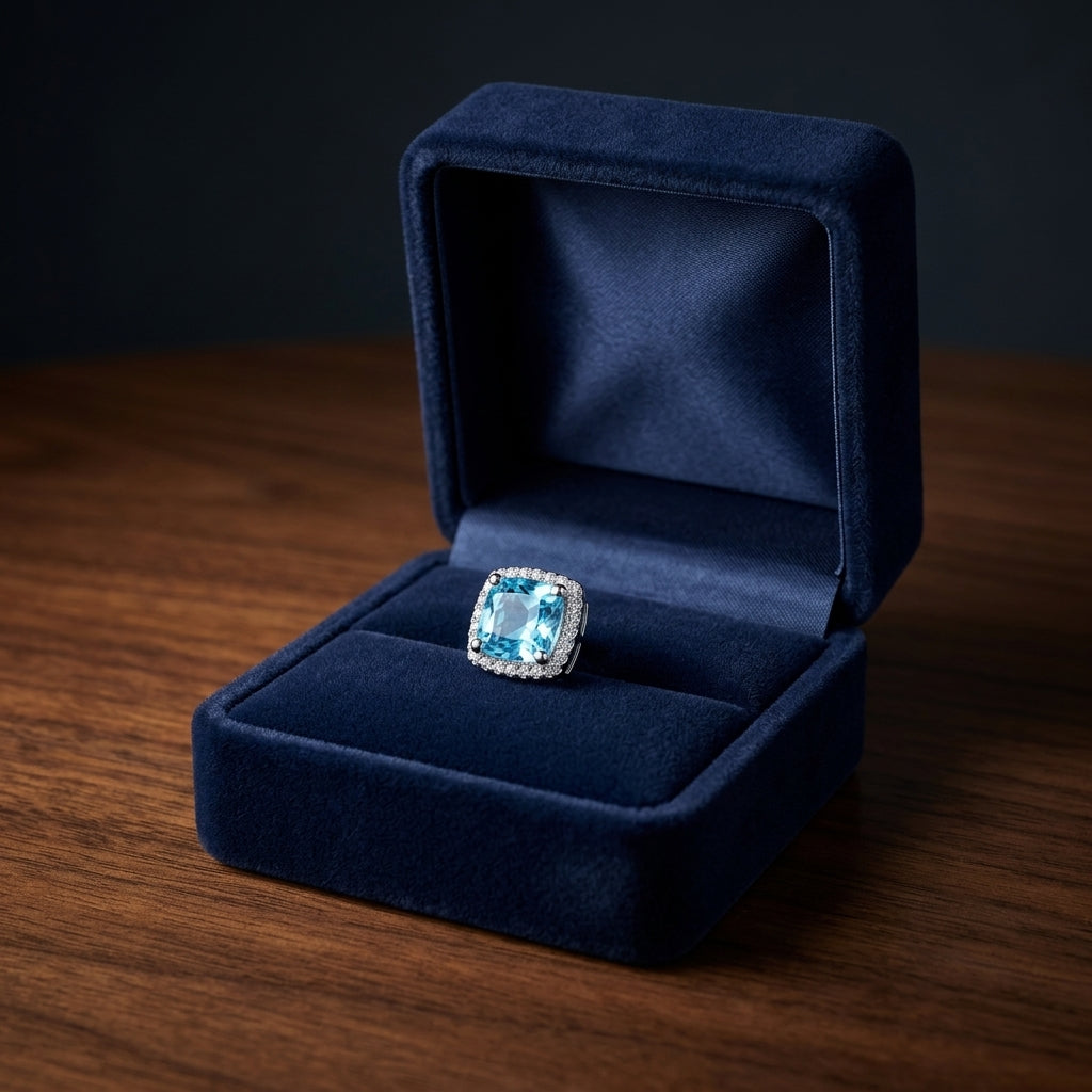 Aquamarine And Diamond Earrings In 14k White Gold — gift presentation