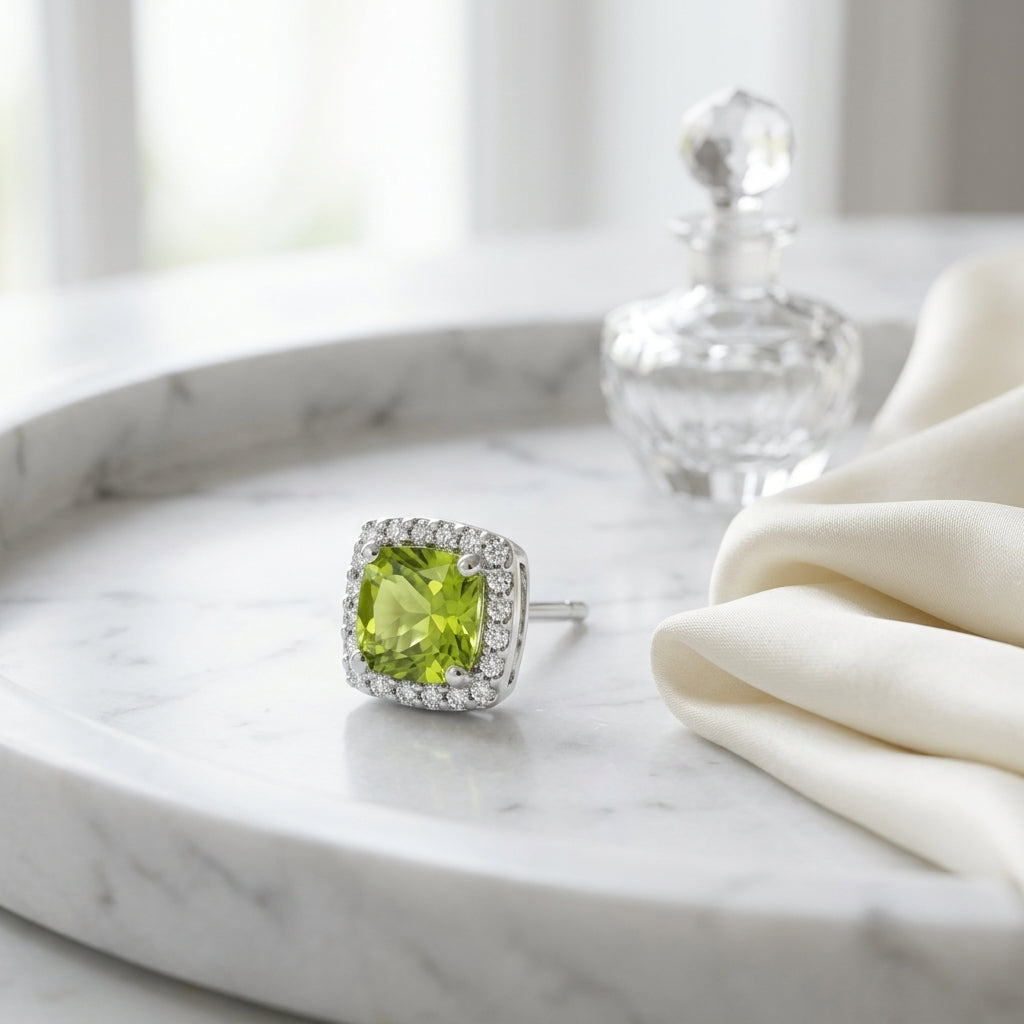 14kw Peridot & Diamond Earring — atelier still life