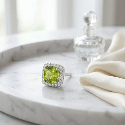 14kw Peridot & Diamond Earring — atelier still life