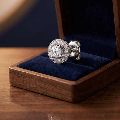 Pave Diamond Halo Studs In 14k White Gold (1/2 Ct.tw.) — gift presentation