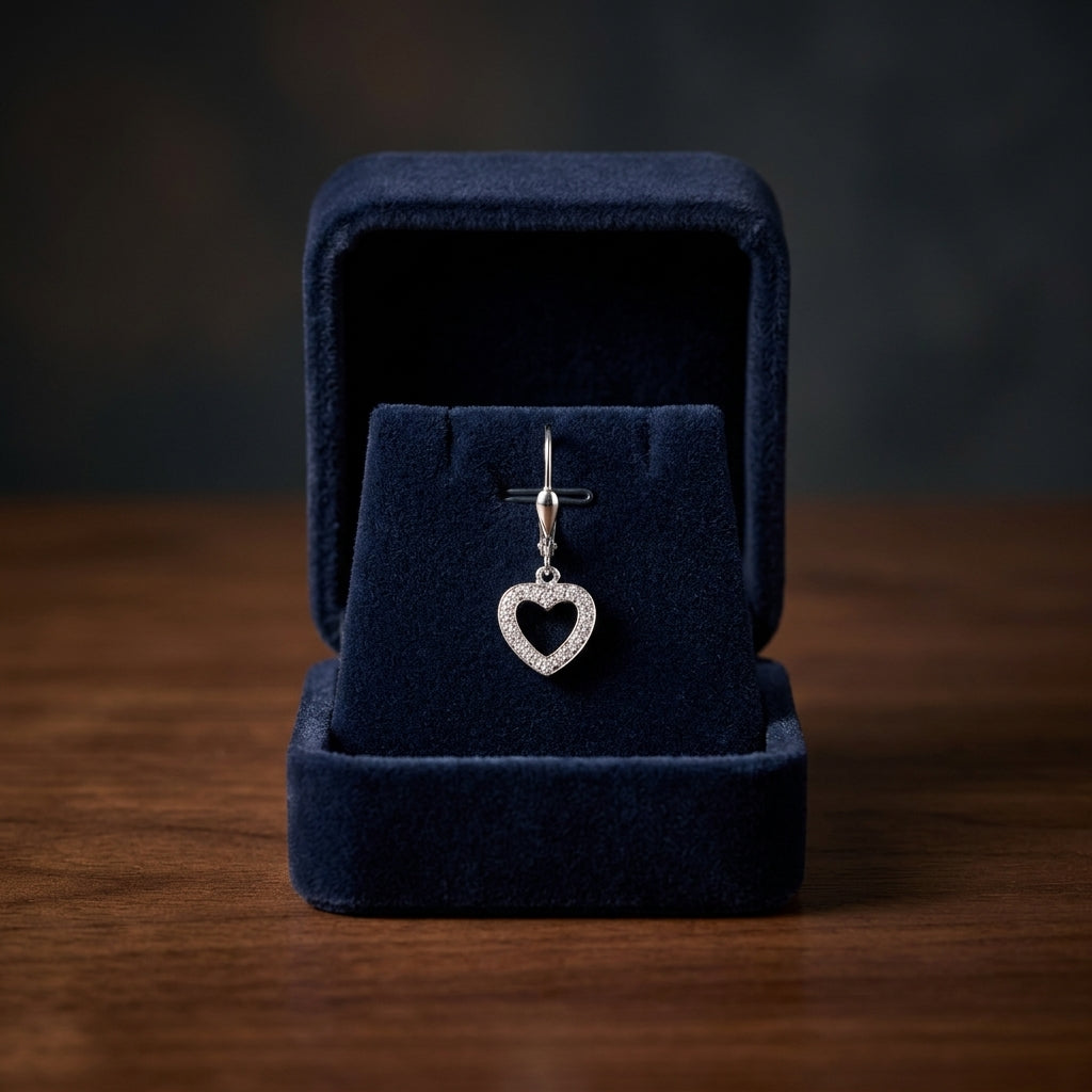 Heart Shaped Diamond Earring In 14k White Gold — gift presentation