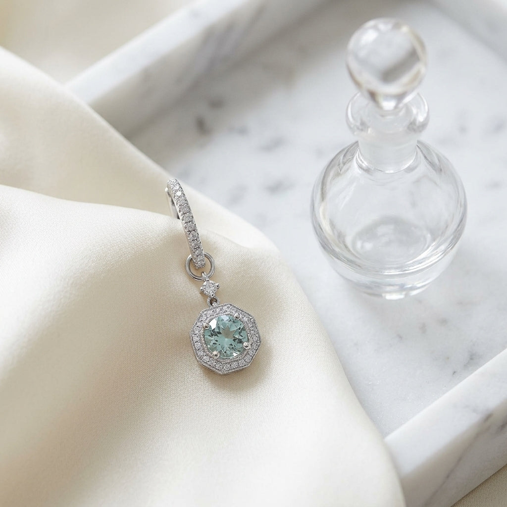 Aquamarine And Diamond Earrings In 14k White Gold (1/3 Ct. Tw.) — atelier still life