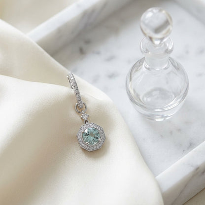 Aquamarine And Diamond Earrings In 14k White Gold (1/3 Ct. Tw.) — atelier still life