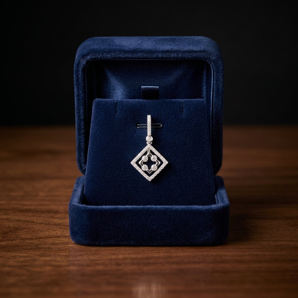 Diamond Double Frame Drop Earrings In 14k White Gold (si) — gift presentation