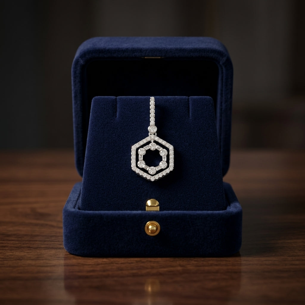 14k White Gold Hexagon Drop Earrings — gift presentation