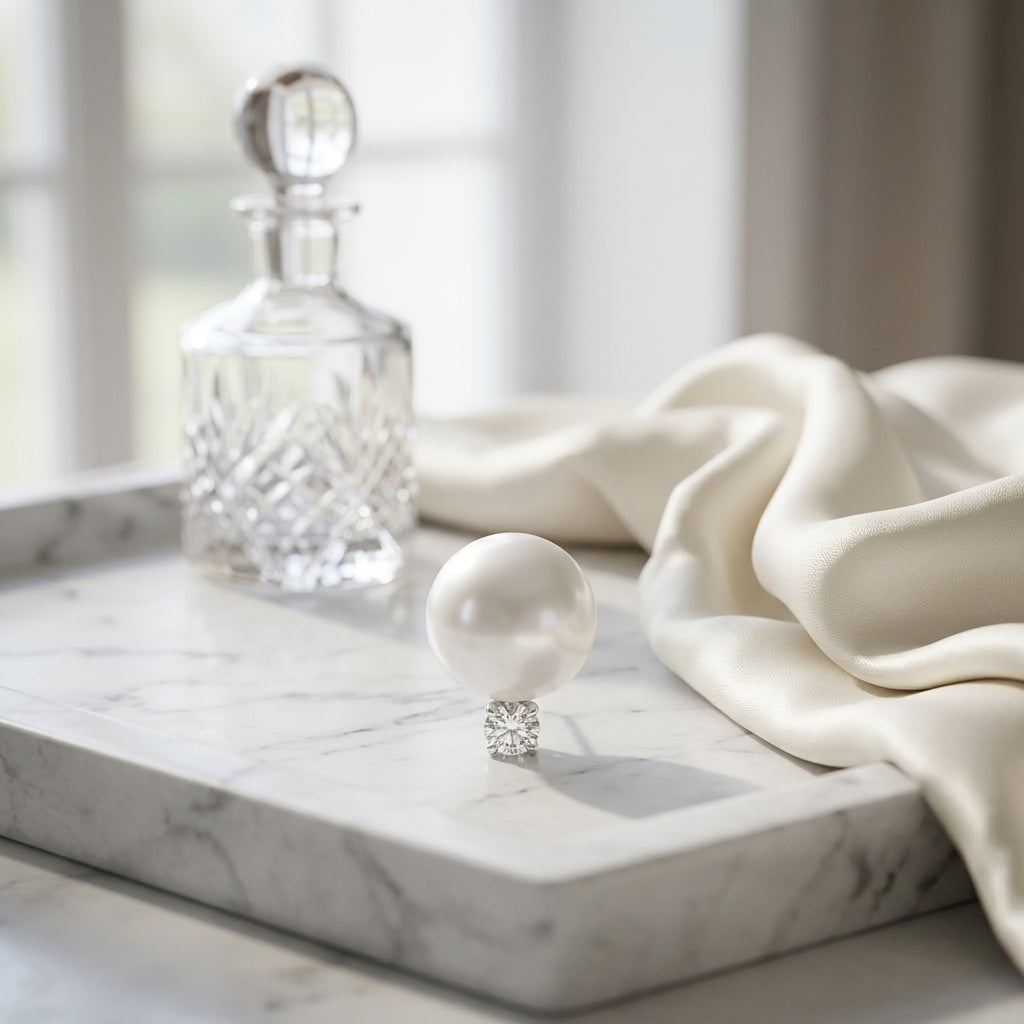 White Cultured Akoya Pearl Earrings In 14k White Gold — atelier still life