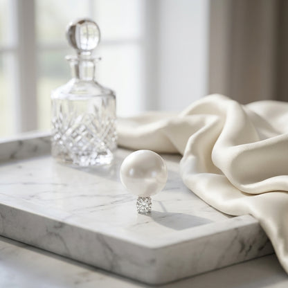 White Cultured Akoya Pearl Earrings In 14k White Gold — atelier still life