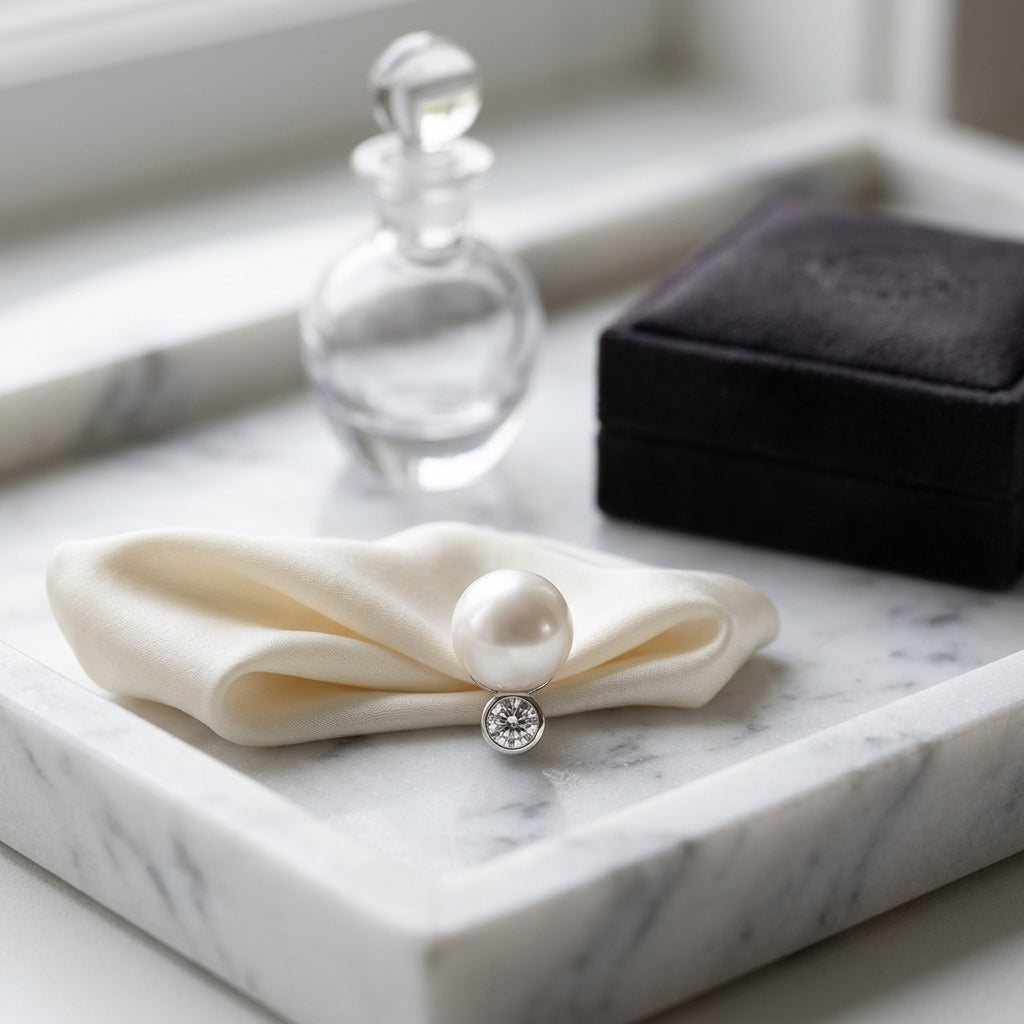 Akoya Pearl & Diamond Earrings In 14k White Gold — atelier still life