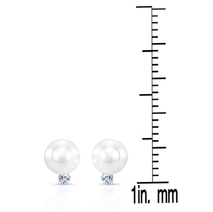 Akoya Pearl & Diamond Earrings In 14k White Gold