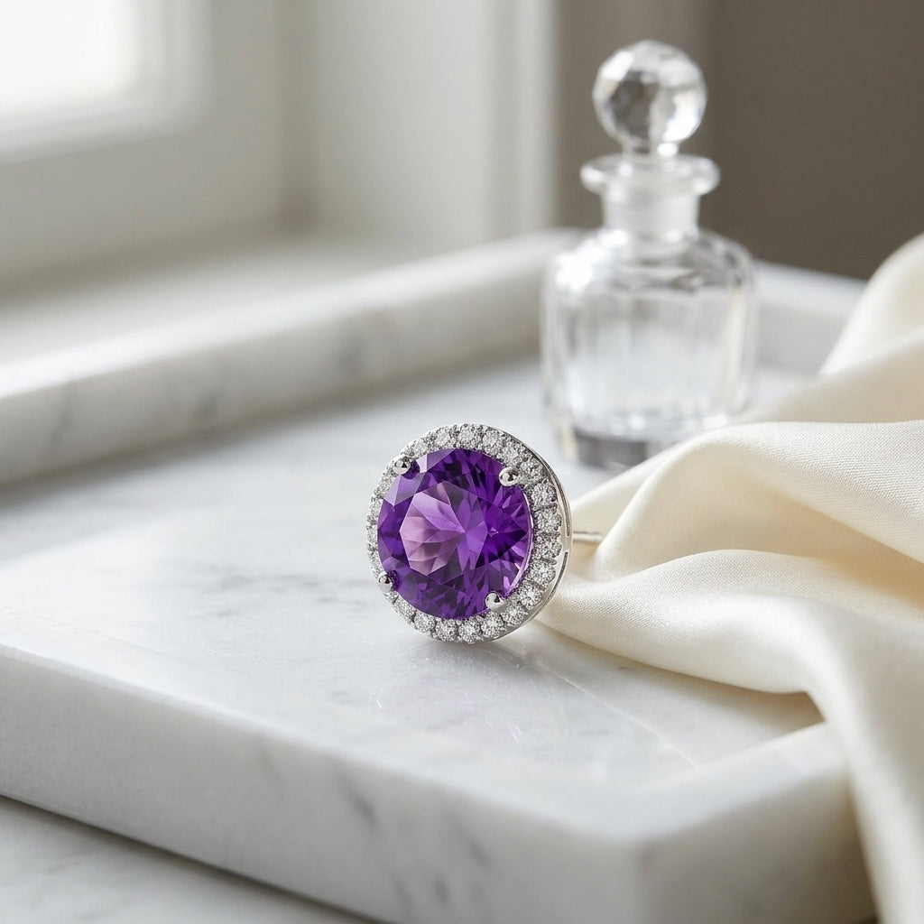 Amethyst & Diamond Earrings — atelier still life