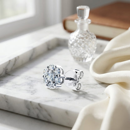 Diamond Floral Stud Earrings In 14k White Gold (3/4 Ct. Tw.) — atelier still life