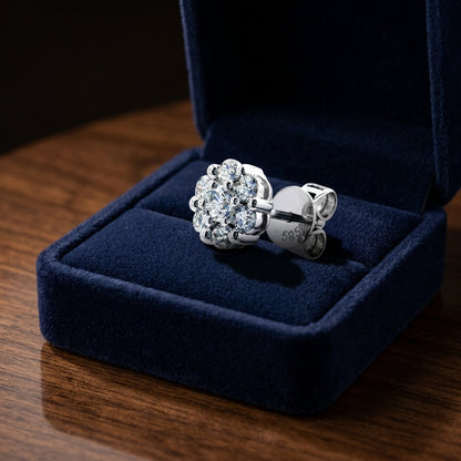 Diamond Floral Stud Earrings In 14k White Gold (3/4 Ct. Tw.) — gift presentation