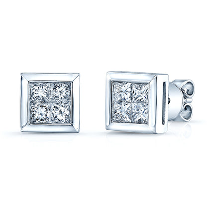 Princess Cut Diamond Earrings In 14k White Gold (1/4 Ct.tw.)