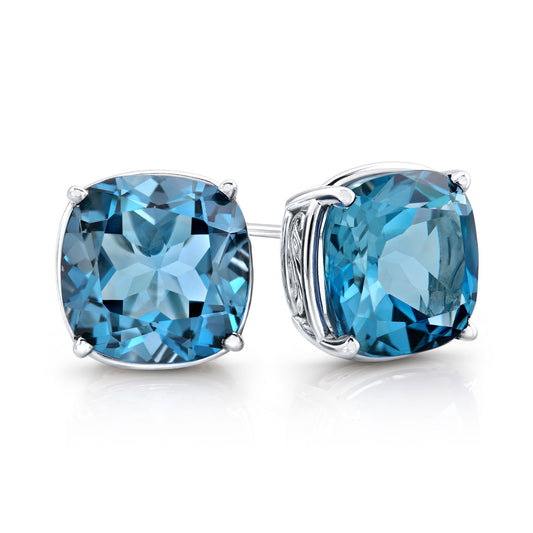 London Blue Topaz Gold Earrings In 14k White Gold (8mm)