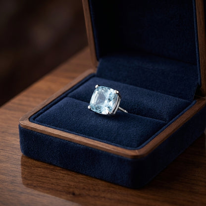 Aquamarine Cushion Stud Earrings In 14k White Gold (8mm) — gift presentation