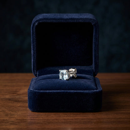 Aquamarine Stud Earring In 14k White Gold — gift presentation