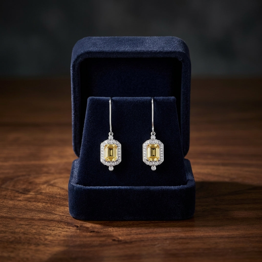Golden Beryl And Diamond Earrings In 14k White Gold (1/5 Ct. Tw.) — gift presentation