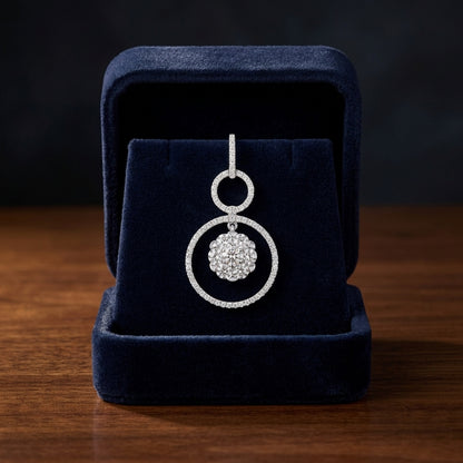 Diamond Hanging Circles Earrings In 14k White Gold — gift presentation