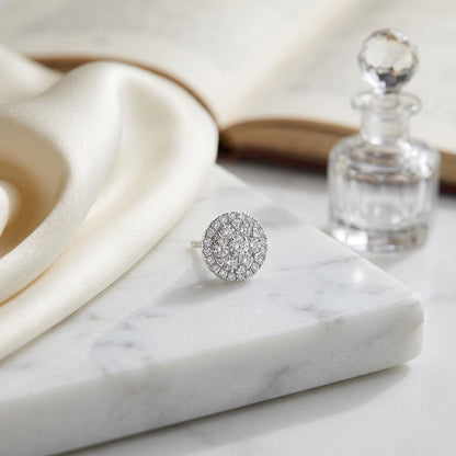 Diamond Halo Earrings in 14K White Gold - lifestyle