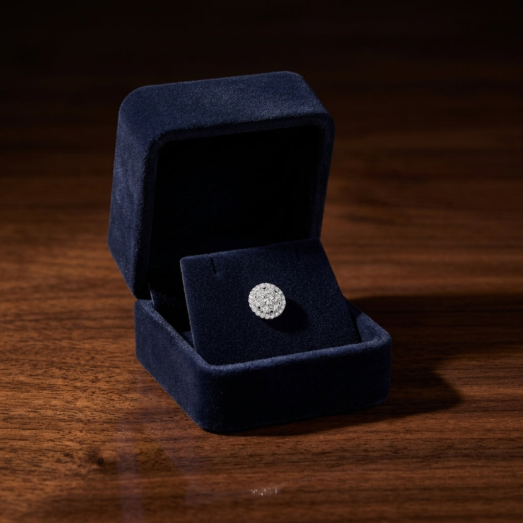 Diamond Halo Earrings in 14K White Gold - presentation