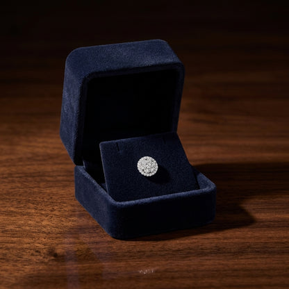 Diamond Halo Earrings in 14K White Gold - presentation
