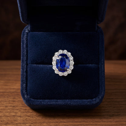 Sapphire Oval And Diamond Earrings In 14k White Gold (1/2 Tw. Tw.) — gift presentation