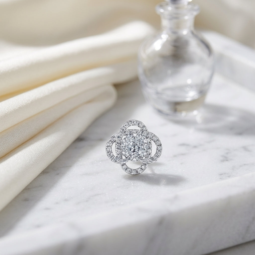 Diamond Crossed Knot Earrings In 14k White Gold — atelier still life