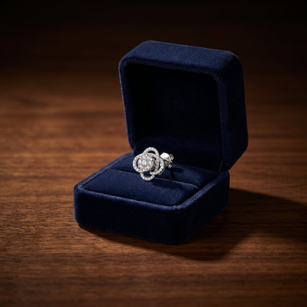 Diamond Crossed Knot Earrings In 14k White Gold — gift presentation