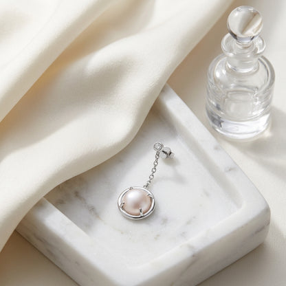Amethyst Mother Of Pearl And Diamond Cabochon Dangle Earrings In 14k White Gold — atelier still life
