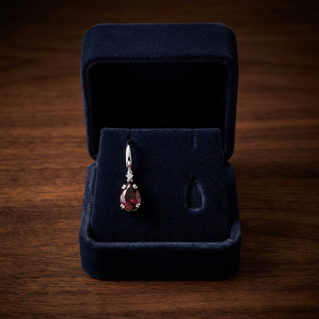 Rhodolite Garnet & Diamond Earrings In 14k White Gold — gift presentation