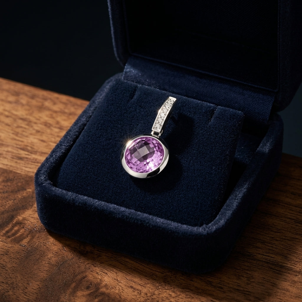 Amethyst And Diamond Drop Earring In 14k White Gold — gift presentation