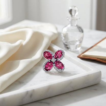 Pink Tourmaline And Diamond Earrings In 14k White Gold — atelier still life