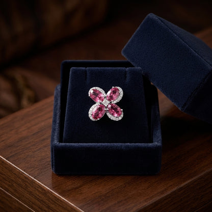 Pink Tourmaline And Diamond Earrings In 14k White Gold — gift presentation